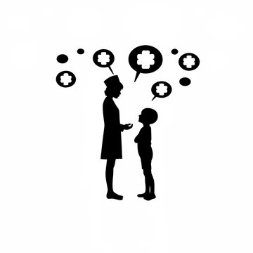 nurse talking to child silhouette clip art preview