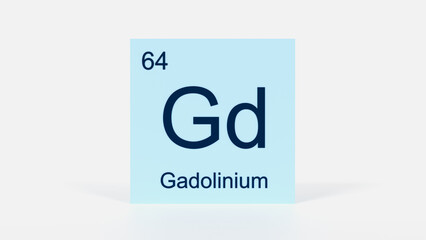Gadolinium Element 3D Render - Periodic Table Box with Atomic Number 64, Scientific Education, Chemistry Classroom, Modern Science Poster, and Laboratory Wall Art