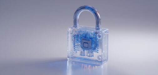 The Crystal Padlock: A Transparent Digital Lock Featuring Blue Circuitry
