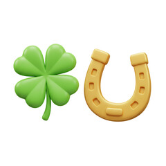 lucky horseshoe on green background