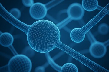 Abstract blueprint depicts a molecular structure. Representing science, technology, and biotechnology.