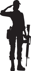 simple, flat, and minimalist silhouette of a soldier woman silhouette vector illustration