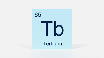 Terbium Element 3D Render - Periodic Table Box with Atomic Number 65, Scientific Education, Chemistry Classroom, Modern Science Poster, and Laboratory Wall Art