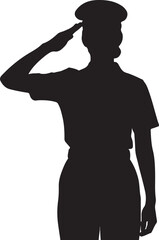 simple, flat, and minimalist silhouette of a soldier woman silhouette vector illustration