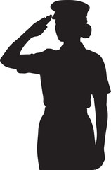 simple, flat, and minimalist silhouette of a soldier woman silhouette vector illustration