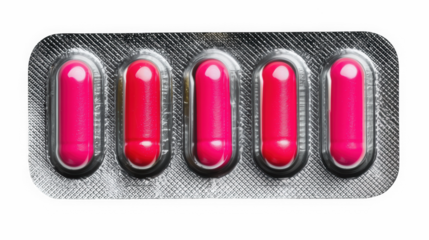 Blister pack with blue and yellow capsules for healthcare and supplements