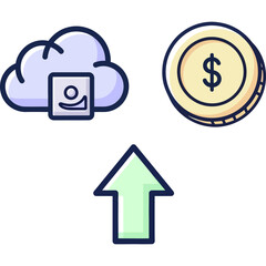 Obraz premium Cloud Storage and Financial Growth Concept Upload Data to Earn, Financial Technology Symbol