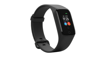 Obraz premium Black Fitness Tracker Watch Isolated On Transparent Background