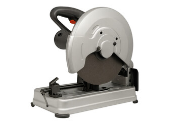 Heavy-duty metal cutting saw on transparent background