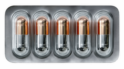 Light green capsules in blister pack for vitamins and supplements