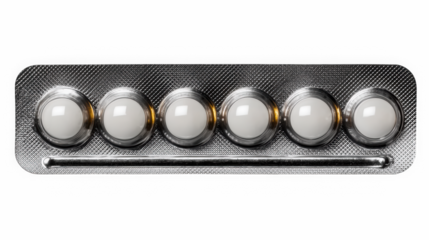 Light blue capsules in blister pack for healthcare and pharmaceutical use