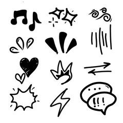 set of black and white icons