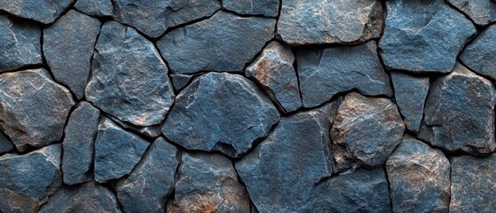 Fototapeta premium Dark blue rough grainy stone or concrete wall texture background