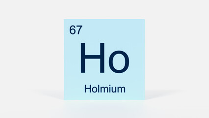 Obraz premium Holmium Element 3D Render - Periodic Table Box with Atomic Number 67, Scientific Education, Chemistry Classroom, Modern Science Poster, and Laboratory Wall Art