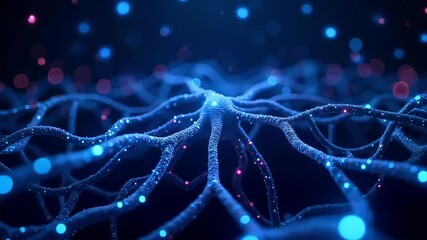 Dynamic neural network pulsing with electric energy, showcasing complex connections and vibrant synapse activity - Powered by Adobe