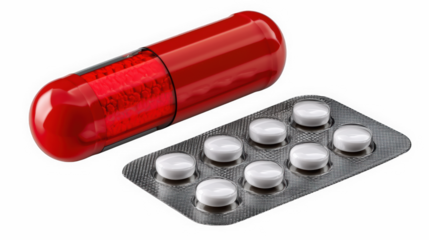 Blister pack with white and green capsules for vitamins and supplements