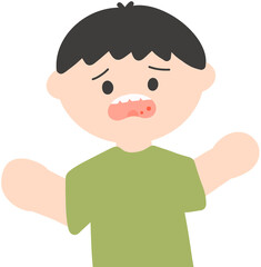 Obraz premium Mouth Ulcer Character Illustration, Cute Oral Health Concept