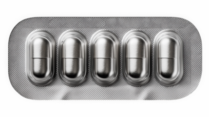 Blister pack with white and pink capsules for healthcare and wellness