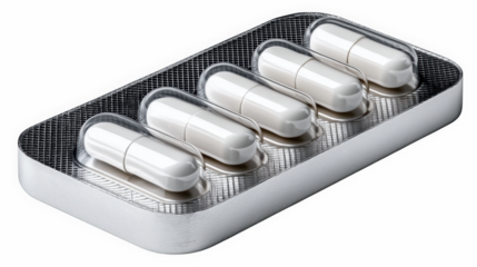 Blister pack with blue capsules for pharmaceutical and healthcare applications