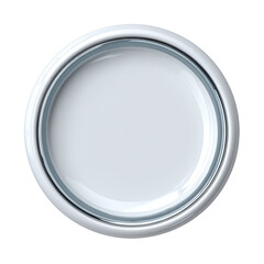 High-quality ceramic plate with a glossy white finish and sleek silver rim, perfect for food presentation