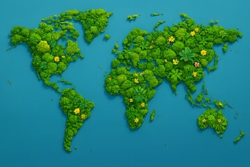 Verdant World Map – Eco-Friendly Nature Illustration

