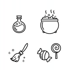 Set of halloween decoration cartoon illustration