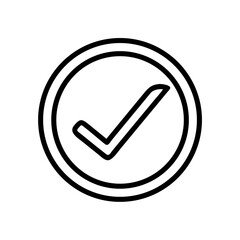 Isolated Black Check Mark Outline in Circle Icon
