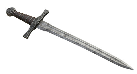 Medieval Steel Sword Isolated On Transparent Background