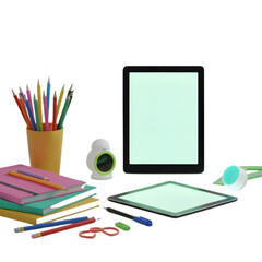 Naklejka premium school supplies on white background