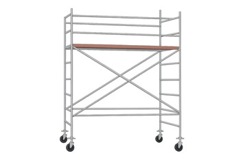 Mobile scaffolding tower with transparent background