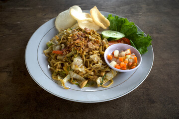 Bakmi Goreng, Indonesian traditional street food, fried noodles cooked with spices typical of Javanese cuisine