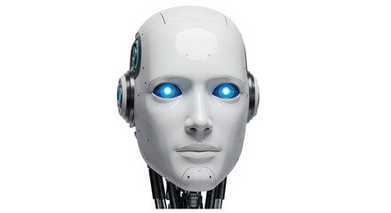 Robot Head AI Isolated On Transparent Background
