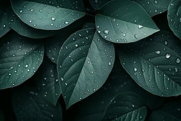 Obraz premium close up dark green leaves
