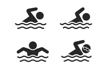 Fototapeta premium Swimming icons set – swimmer, water sport, training, fitness