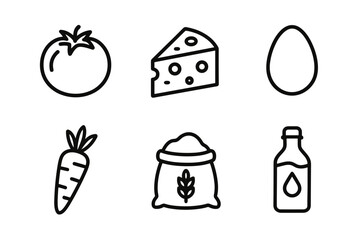Food and Grocery Line Icons Set
