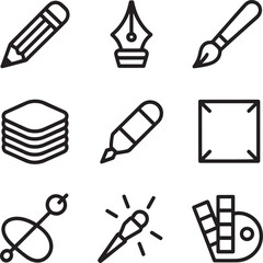 Drawing tools and creative elements collection pencil brush