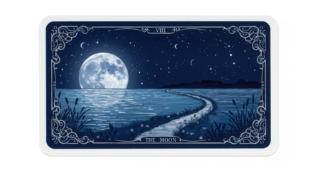 The Moon Tarot Card  Isolated On Transparent Background