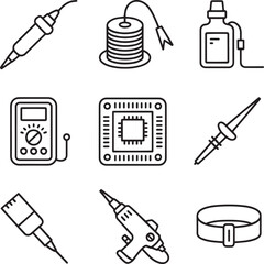 Fototapeta premium Electronic tools and components soldering iron