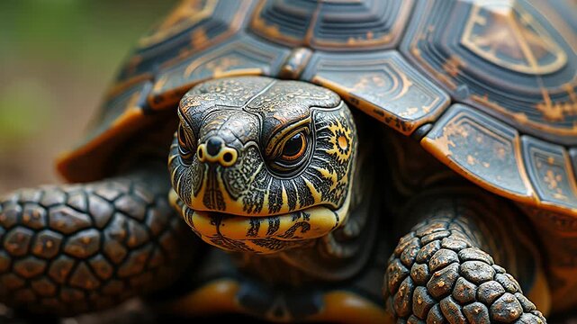 Intricate patterned turtle with detailed shell