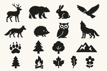 Fototapeta premium Animal Silhouette Icons Set - Elegant and Simple Animal Shapes for Design