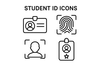 Fototapeta premium Student ID Icon Set – School Identification Cards and Academic Access Badges