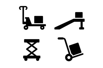 Material Handling Icons – Logistics, Warehouse Equipment, and Industrial Transport Symbols
