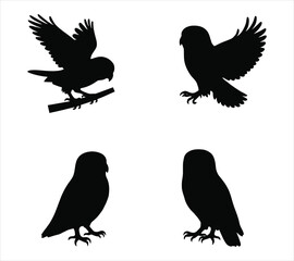 Fototapeta premium Hunting Owl Silhouette Vector Illustration Set