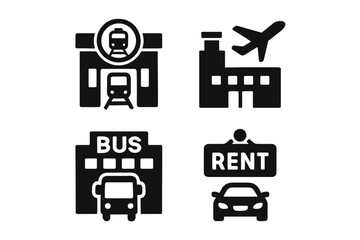Set of Urban Mobility Icons in Minimal Style