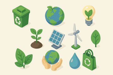 Eco Icons Set &ndash; Sustainability, Green Energy and Environmental Symbols