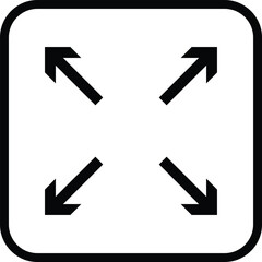 Full screen icon. extend image collection.  Video Expand Reduce icons Button. Maximize icon symbol. Trim view sign. Arrows symbol. scalable big size window sign