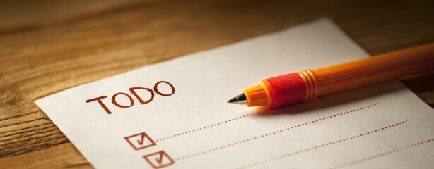 The To-Do List on Wooden Desk with Pencil and Paper