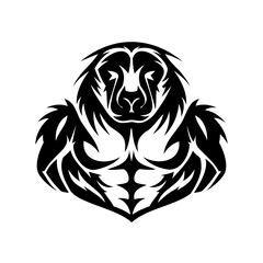 Stylized Tribal Bear Motif Depicting Strength and Resilience in Black and White
