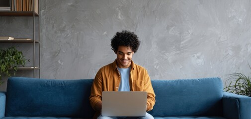 The Laptop On A Cozy Sofa Creating A Casual Modern Home Office Scene