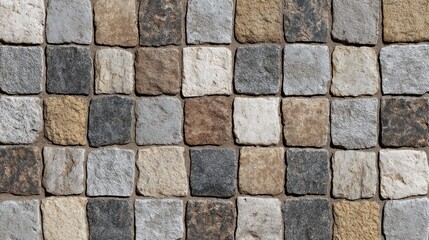 Obraz premium Texture of Various Stone Tiles in a Detailed Mosaic Pattern